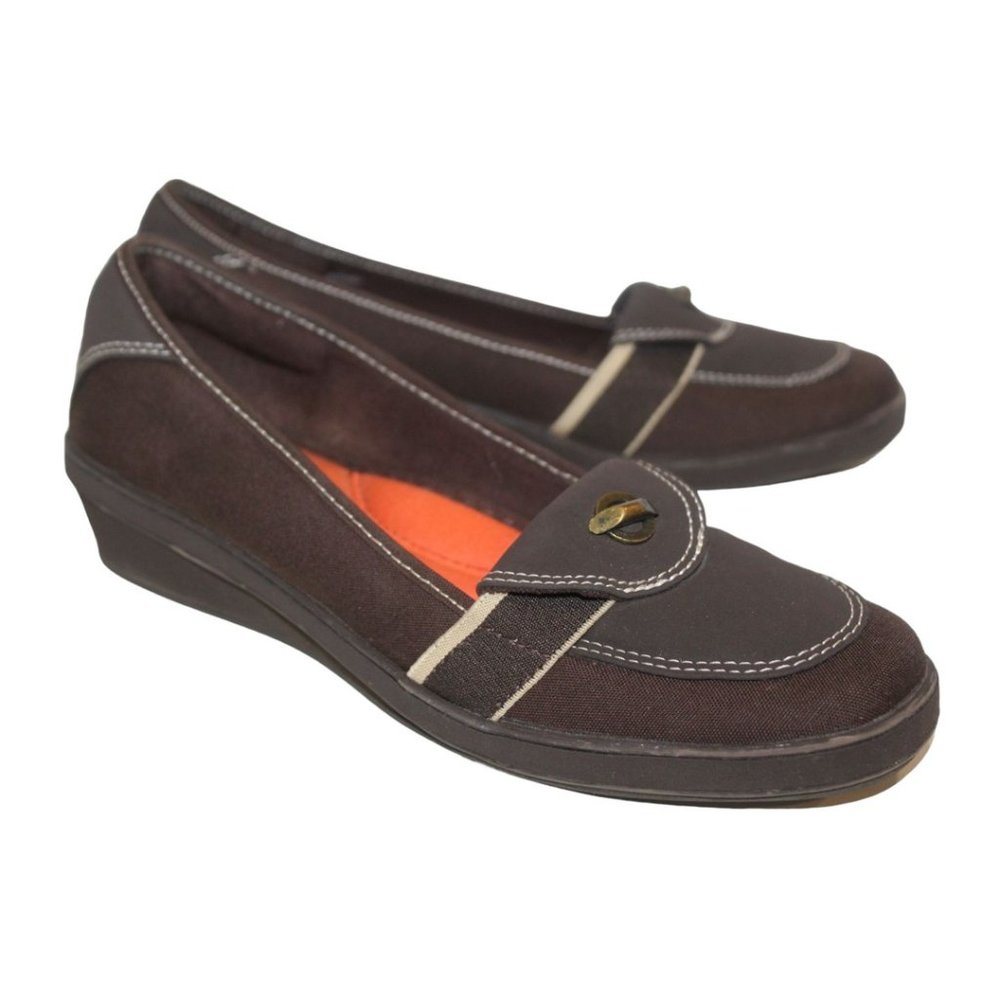 GRASSHOPPERS Womens Espresso Sienna Wedge LOAFERS / SHOES Slip-On Sz 10M